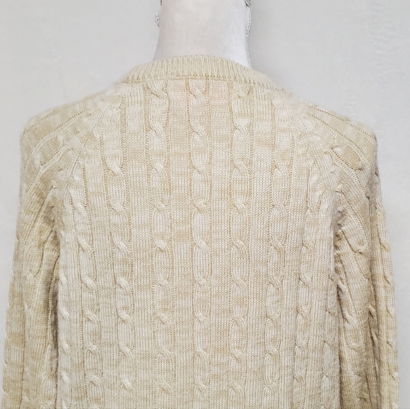 Rare Vintage 60s Onbian Butter Yellow Corded Knit Fisherman Sweater Crewneck Med - Picture 8 of 11